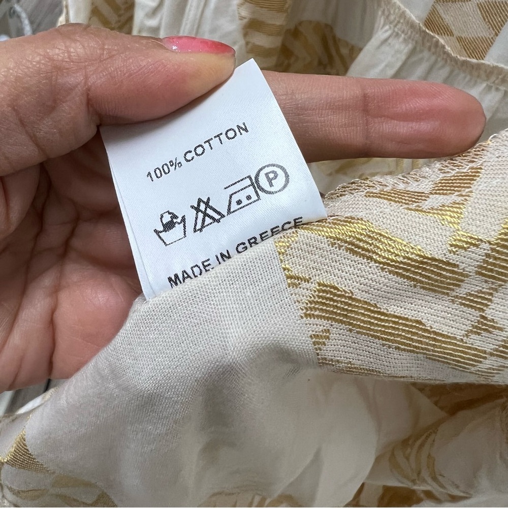 Kasia Wrap Mini Dress Gold/Ivory Size L - Picture 13 of 14